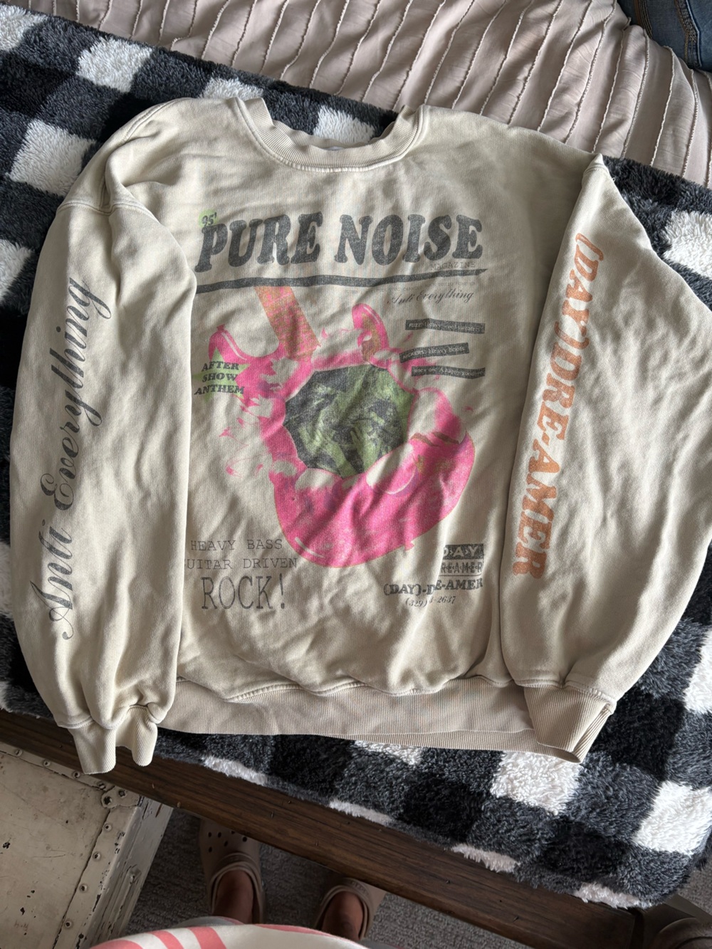 Daydreamer Cream Sweatshirt with Pink & Green Graphic